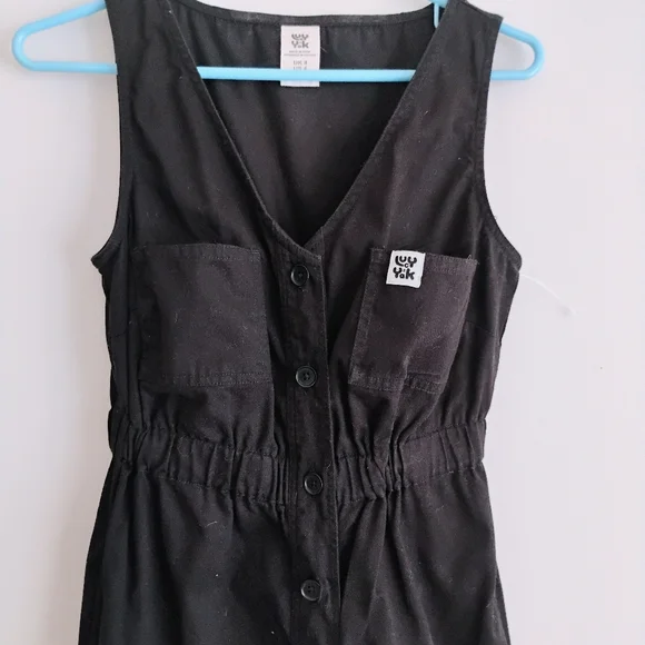 Lucy and Yak Jumpsuit Dungarees Organic Cotton Overalls Romper Black - Picture 6 of 14